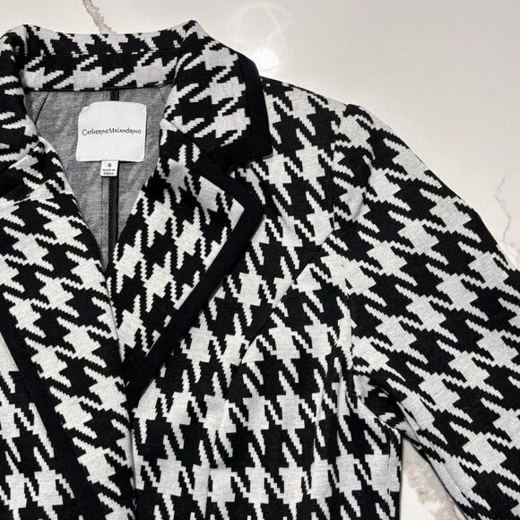 Catherine Malandrino Women's Black White Houndstooth Knit Blazer Jacket SZ Small - Picture 4 of 16